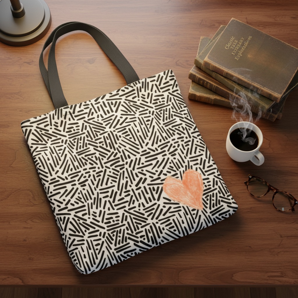 Black White Heart Tote